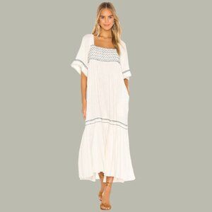 Free People I'm The One Maxi Dress XS White Cotton Gauzy Boho Cottage Resort